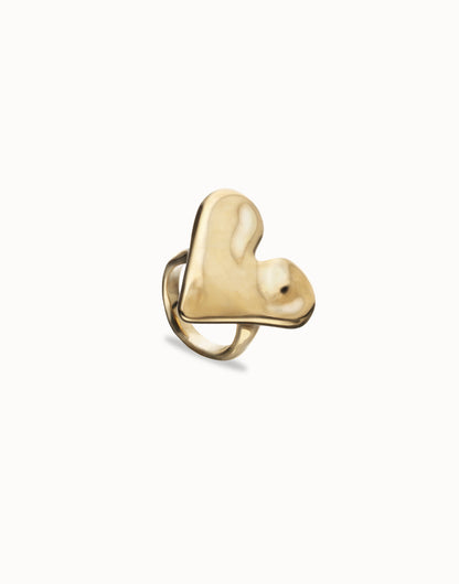Anillo maxi bañado en oro 18k con forma de corazón