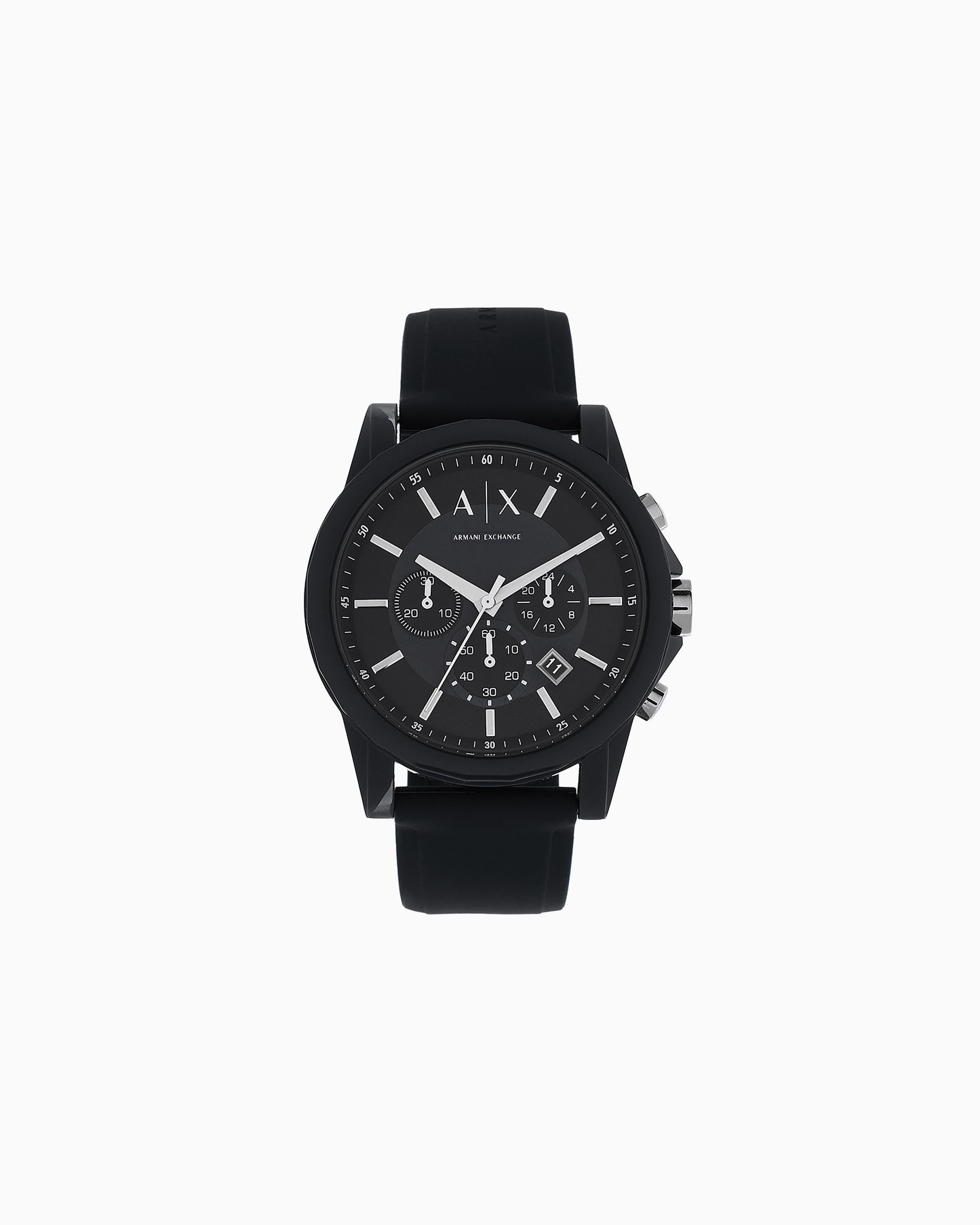 Armani Exchange Chronograph Black Silicone Watch