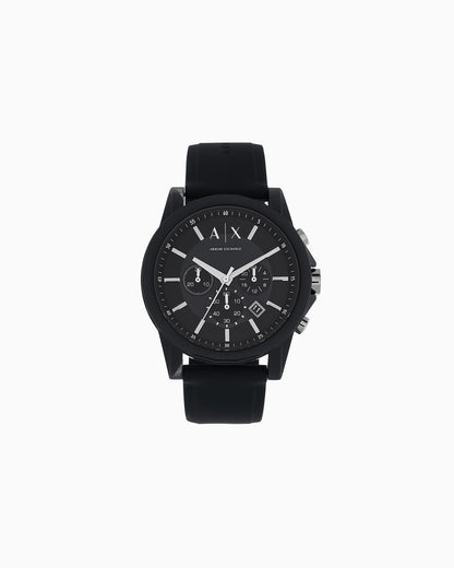 Armani Exchange Chronograph Black Silicone Watch