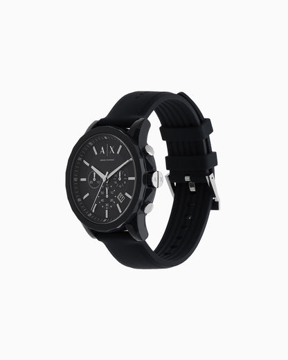 Armani Exchange Chronograph Black Silicone Watch