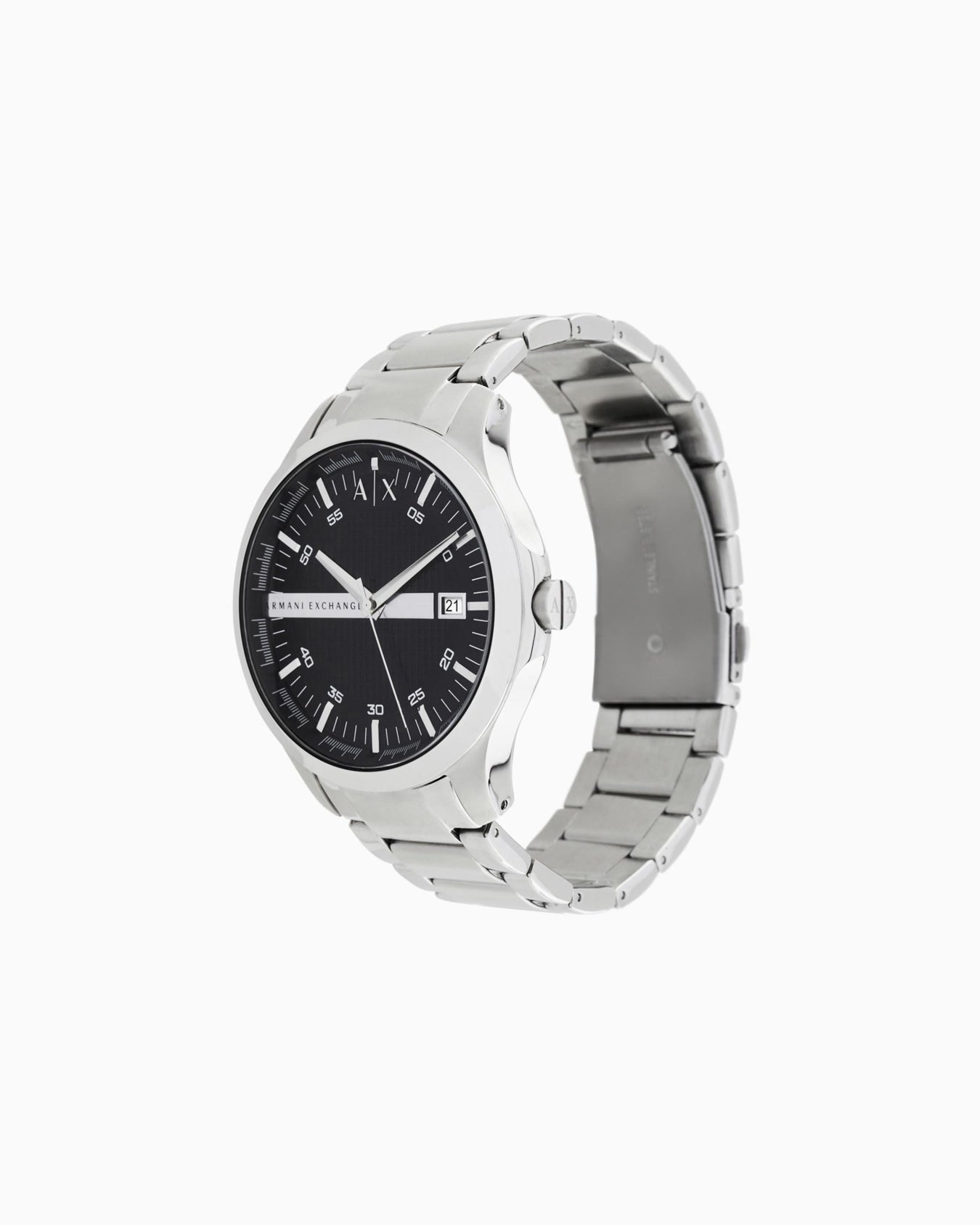 Reloj de tres agujas con correa de acero.