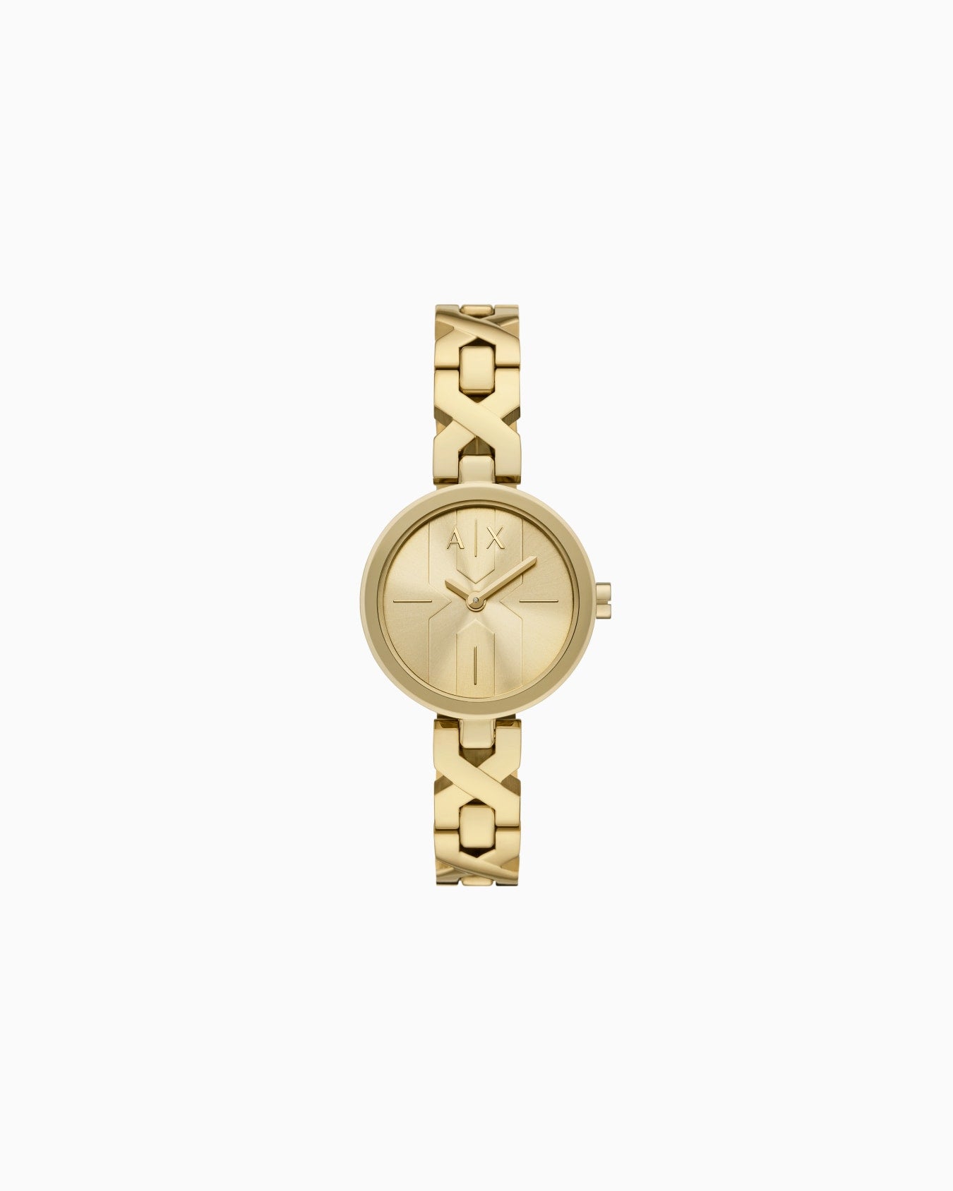 Reloj de dos manecillas de acero inoxidable color dorado