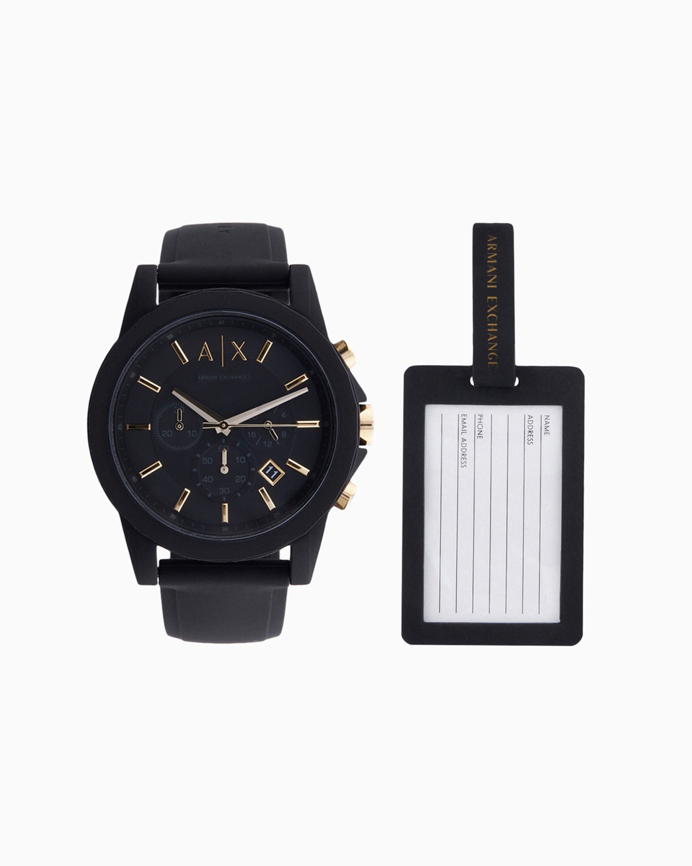 Set de reloj y etiqueta de equipaje.