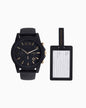Set de reloj y etiqueta de equipaje.