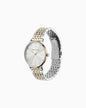 Conjunto de reloj y pulsera de acero inoxidable de tres manecillas bicolor