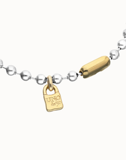 Unode50 Collar de bolas bañado en plata con detalles bañados en oro 18k