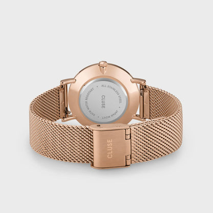 Minuit Watch Mesh, Grey, Rose Gold Colour