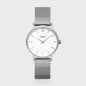 Minuit Watch Mesh, White, Silver Colour