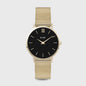 Minuit Watch Mesh, Black, Gold Colour