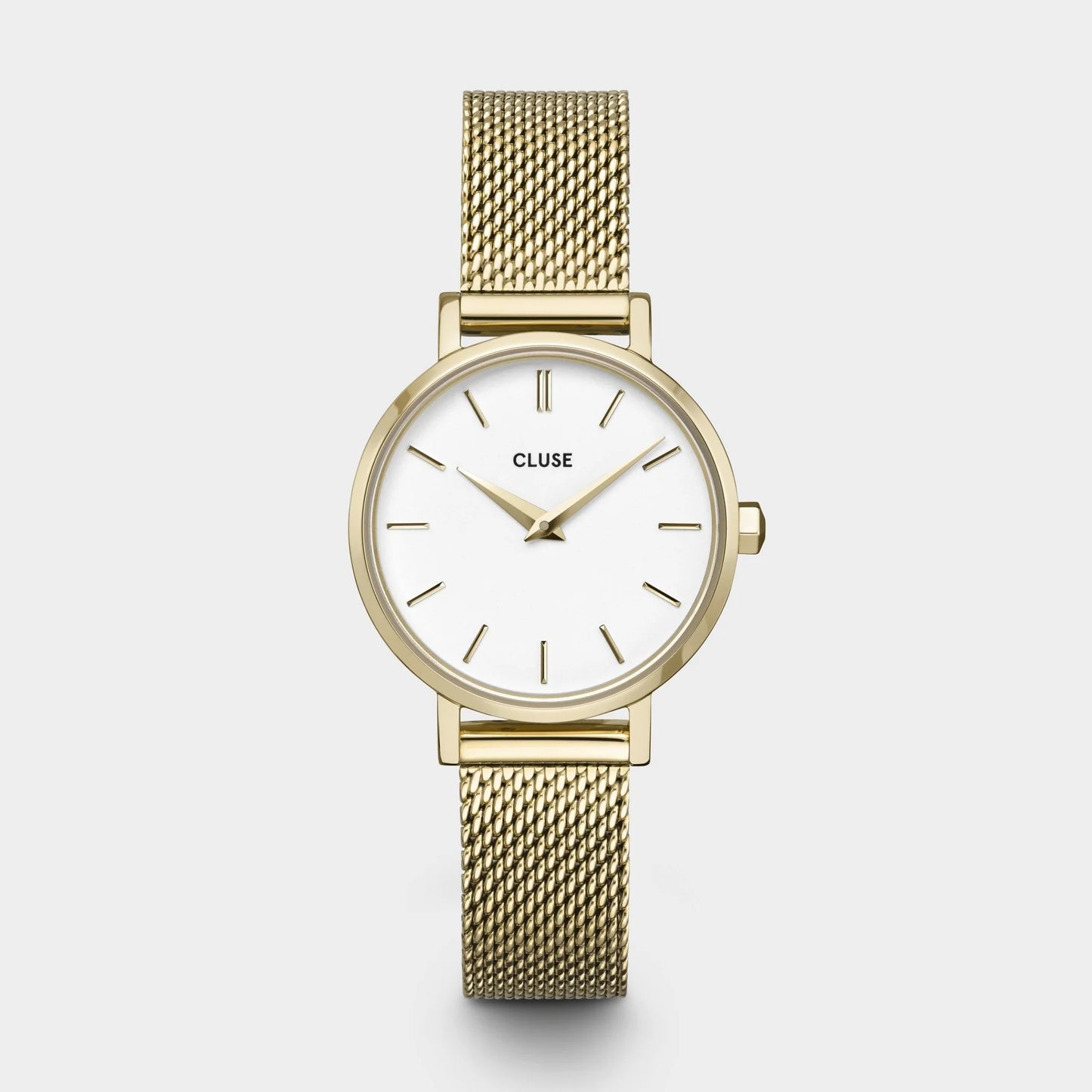 Boho Chic Petite Watch Mesh, White, Gold Colour