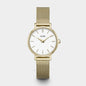Boho Chic Petite Watch Mesh, White, Gold Colour