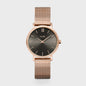 Minuit Watch Mesh, Grey, Rose Gold Colour