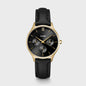 Minuit Multifunction Black Watch Leather, Black Lizard, Gold Colour