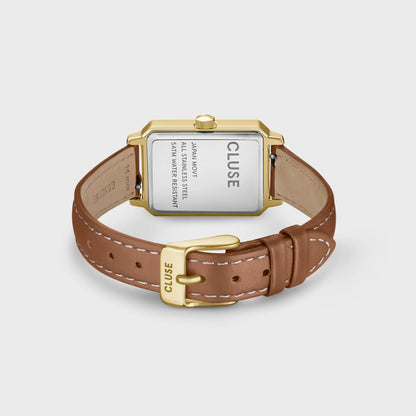 Fluette Watch Leather Nutshell, Sand Texture White, Gold Colour