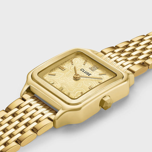 Gracieuse Petite Watch Steel, Lace Textured, Gold Colour
