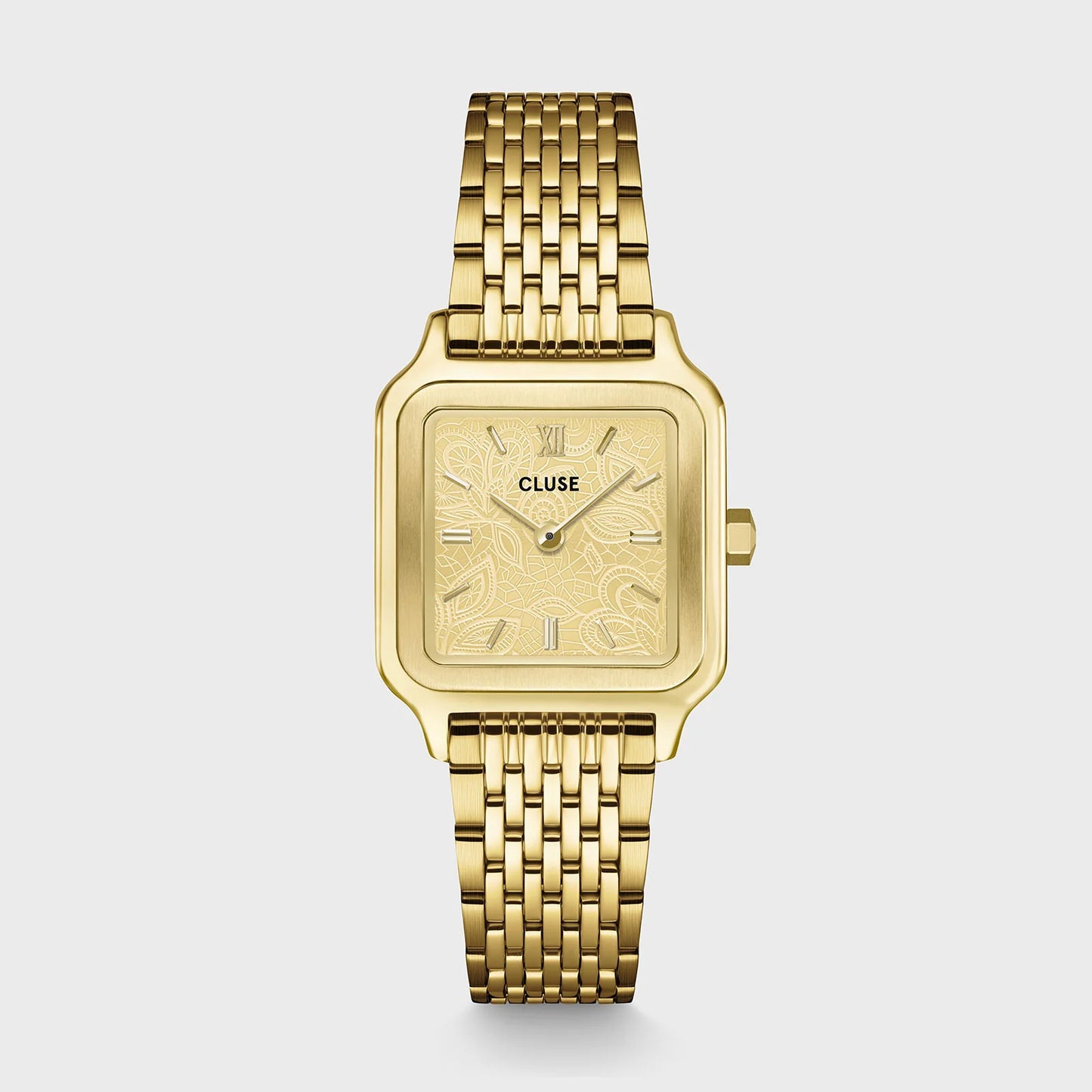Gracieuse Petite Watch Steel, Lace Textured, Gold Colour