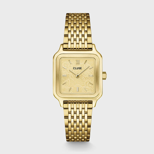 Gracieuse Petite Watch Steel, Lace Textured, Gold Colour