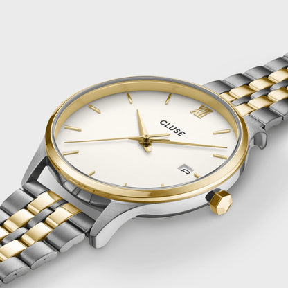 Minuit Date Watch Steel, Coconut Milk, Two-Tone
