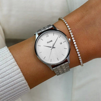 Minuit Date Watch Steel, Full Silver Colour