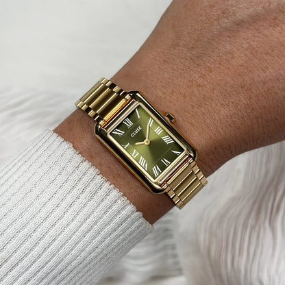 Belisenna Watch Steel, Olive, Gold Colour