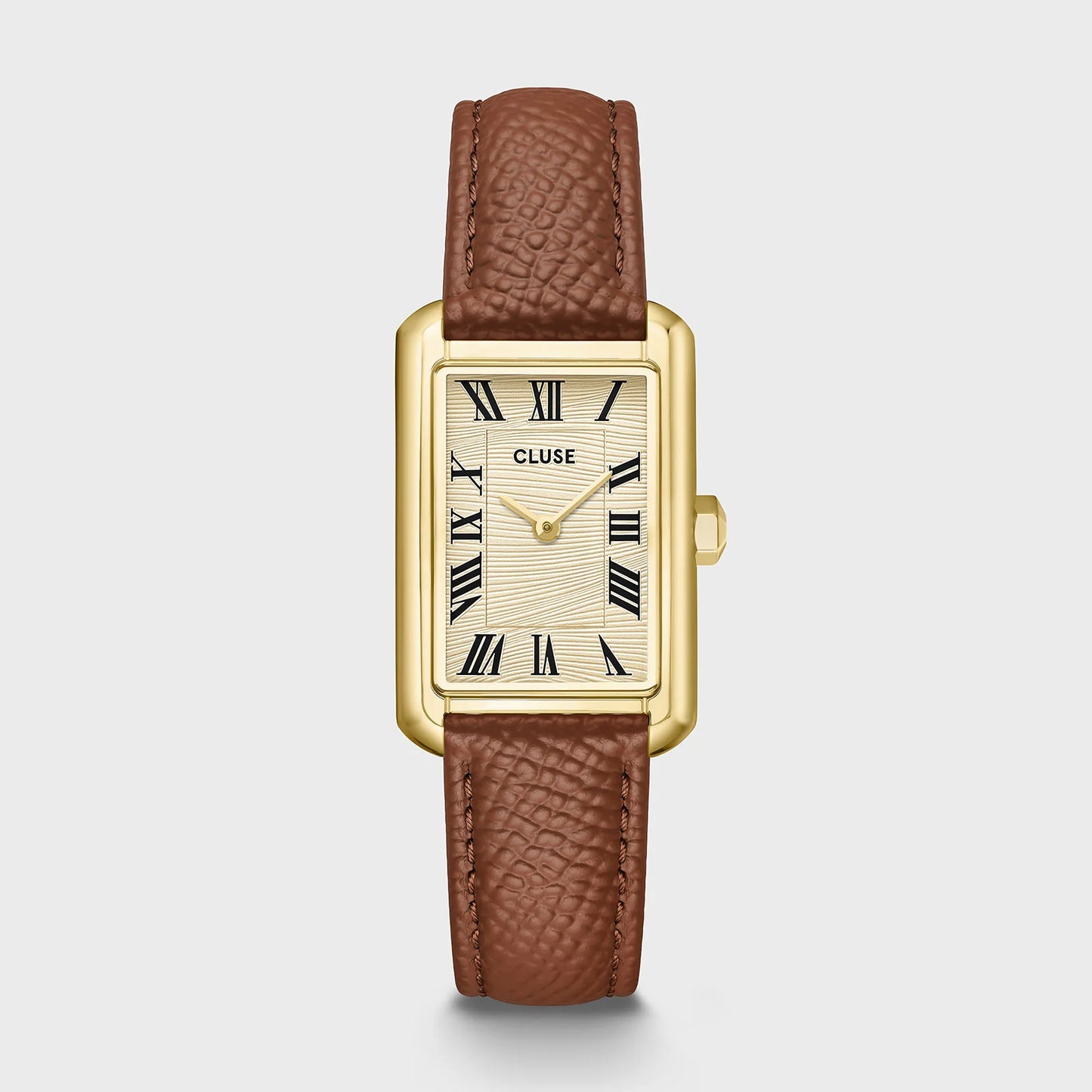 Belisenna Watch Leather, Nutshell, Sand Textured, Gold Colour