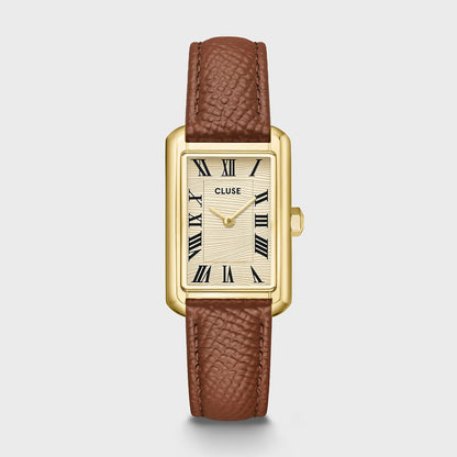 Belisenna Watch Leather, Nutshell, Sand Textured, Gold Colour