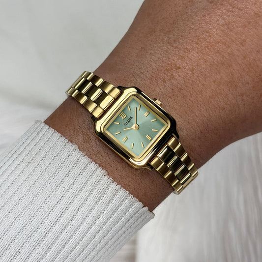 Gracieuse Mini Watch Steel, Sage Green, Gold Colour
