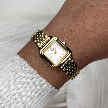 Gracieuse Mini Watch Steel, White, Gold Colour