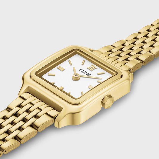 Gracieuse Mini Watch Steel, White, Gold Colour