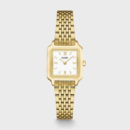 Gracieuse Mini Watch Steel, White, Gold Colour
