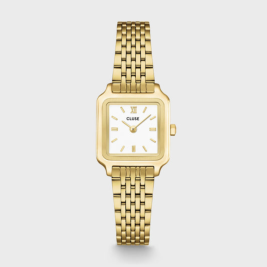 Gracieuse Mini Watch Steel, White, Gold Colour