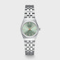 Retro 70s Mini Watch Steel, Sage Green, Silver Colour