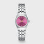 Retro 70s Mini Watch Steel, Fuchsia, Silver Colour