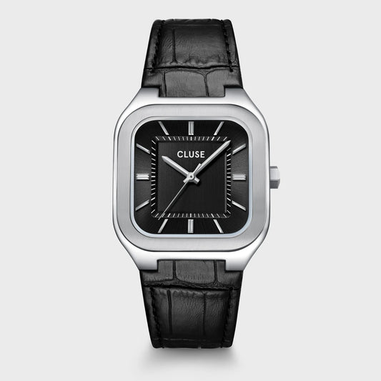 Quadrus Leather, Black, Silver Colour