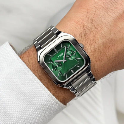 Quadrus Multifunction Watch Steel, Green, Silver Colour