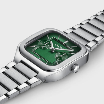Quadrus Multifunction Watch Steel, Green, Silver Colour