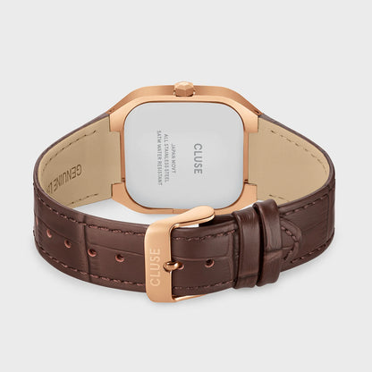 Quadrus Multifunction Watch Leather, Blue, Rose Gold Colour