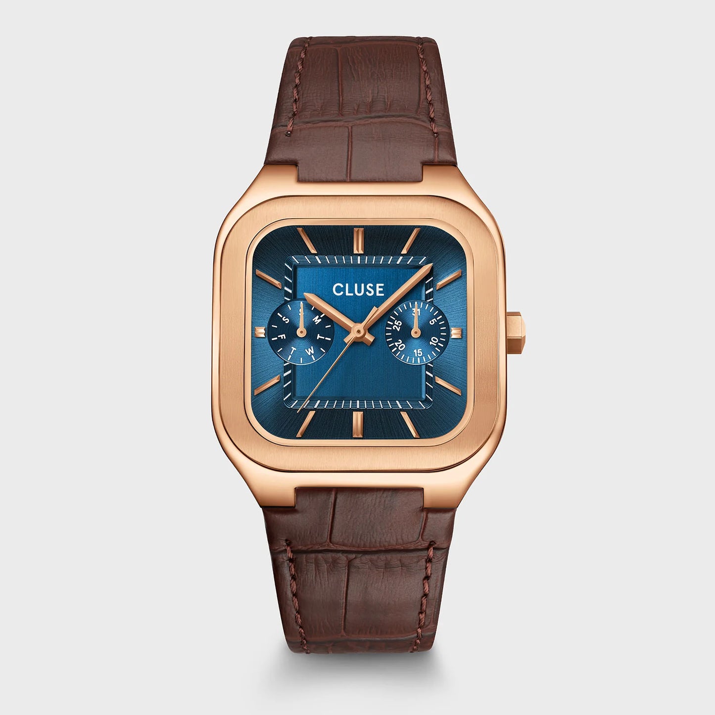 Quadrus Multifunction Watch Leather, Blue, Rose Gold Colour