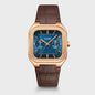Quadrus Multifunction Watch Leather, Blue, Rose Gold Colour