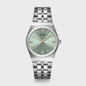 Retro 70's Watch Steel, Sage Green, Silver Colour