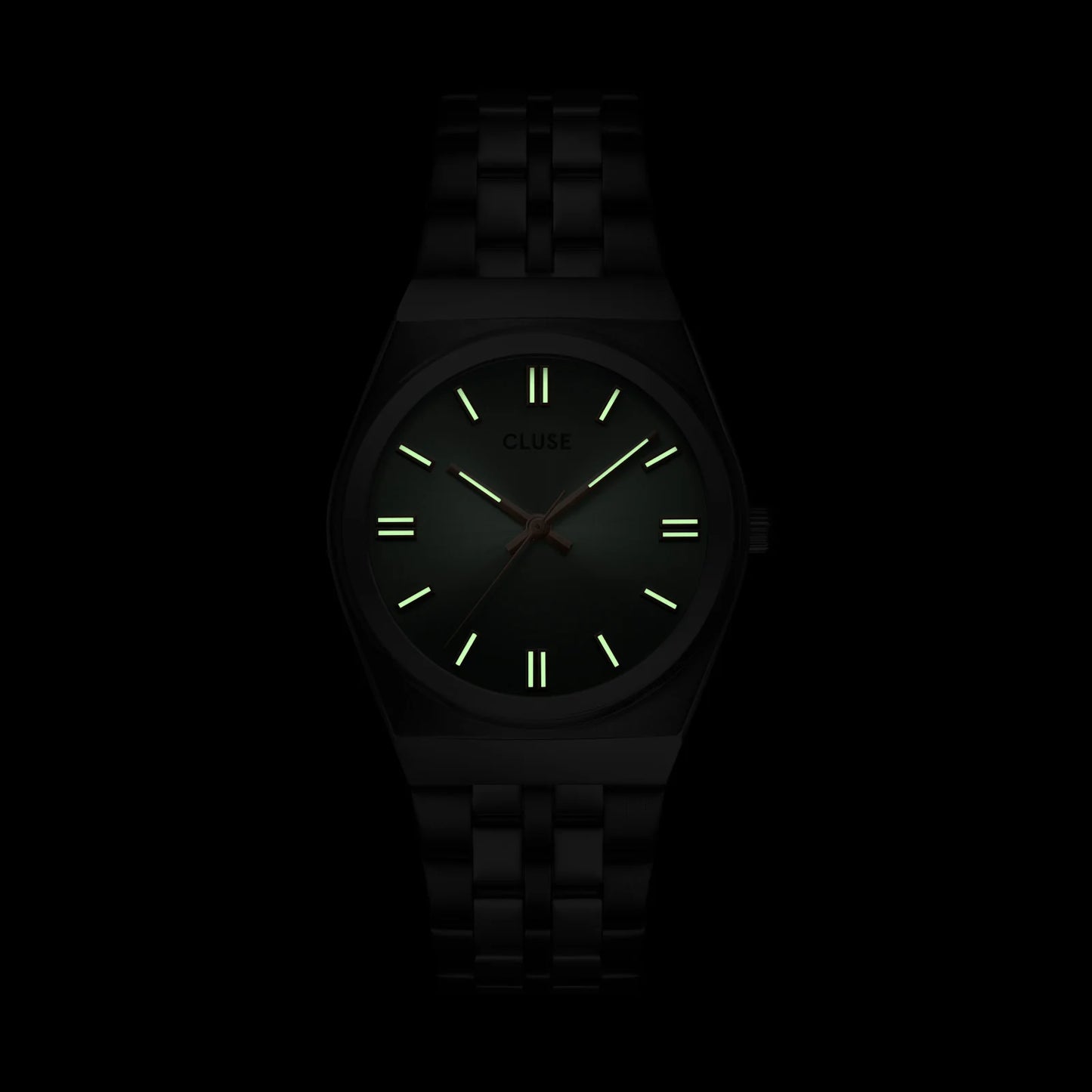 Retro 70's Watch Steel, Sage Green, Silver Colour
