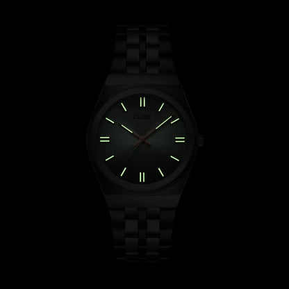 Retro 70's Watch Steel, Sage Green, Silver Colour