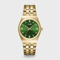 Retro 70's Watch Steel, Forest Green, Gold Colour