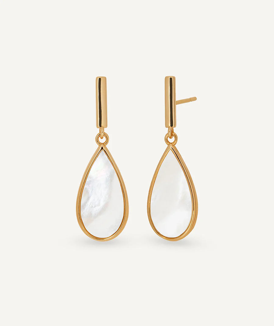 Pendientes semi-largos Fusión con madreperla blanca