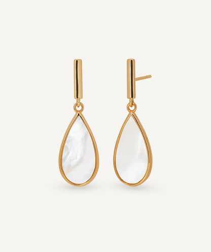 Pendientes semi-largos Fusión con madreperla blanca