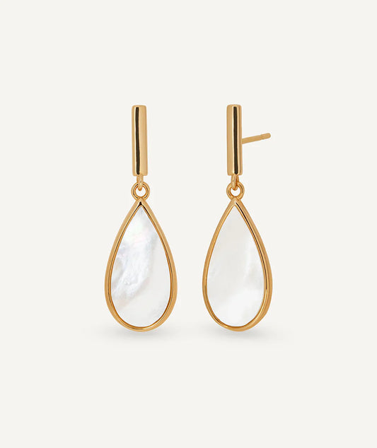 Pendientes semi-largos Fusión con madreperla blanca