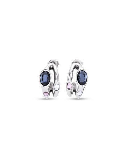 Unode50 Pendientes Plateado con cristal multicolor