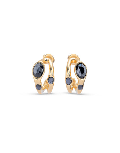 Unode50 Pendientes Dorados con cristal negro