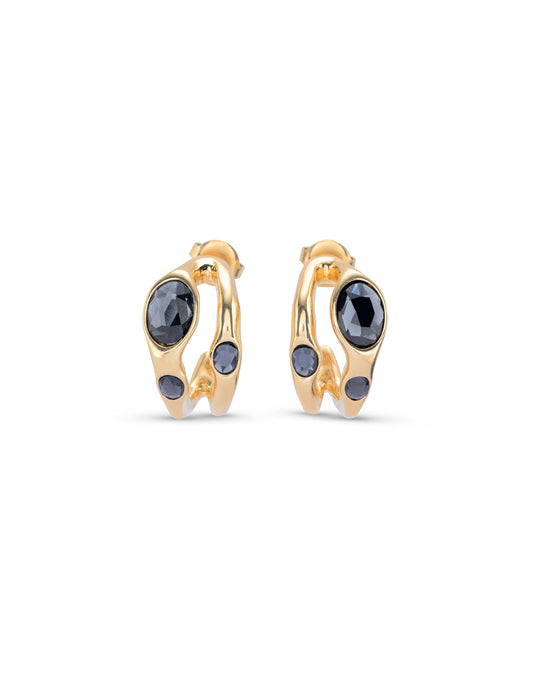 Unode50 Pendientes Dorados con cristal negro
