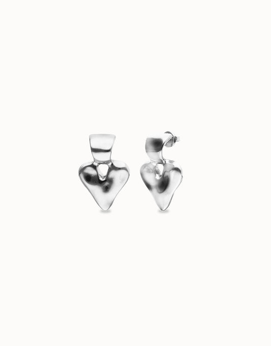 Pendientes pequeños de corazón bañado en plata de ley